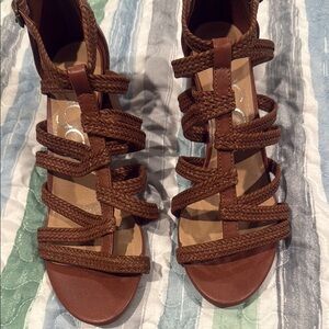 Sorel Brown Gladiator Sandals with Intricate Straps